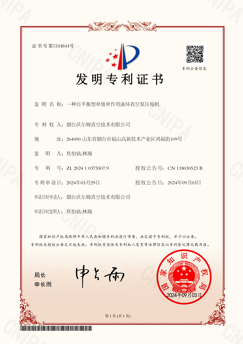 A Self-Balancing Single Stage Single Acting Liquid Ring Vacuum Pump Compressor